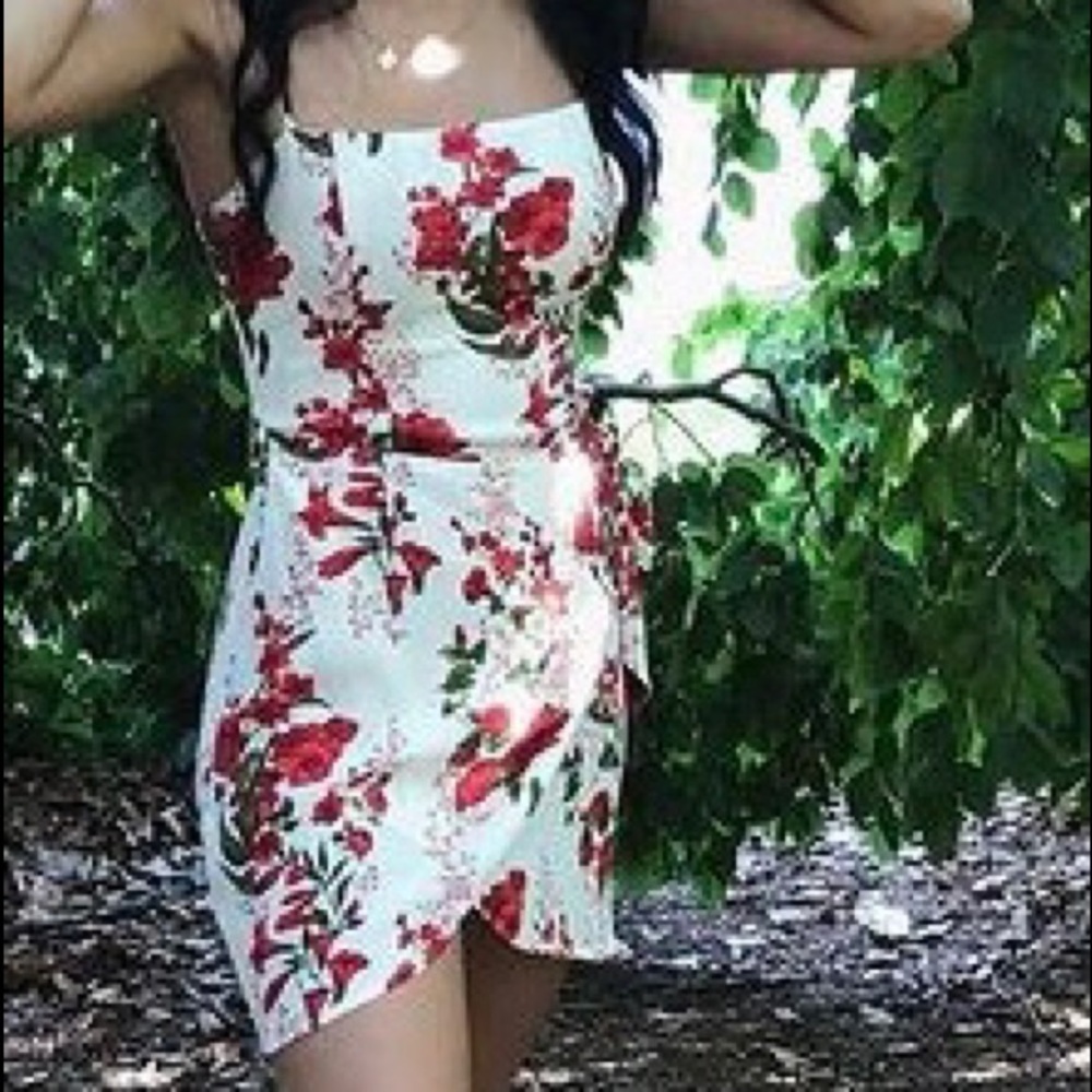 Reformation Red and White Floral Dress
